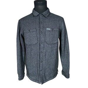 Columbia Men's Black Heather Button Front Fleece Lined Long Sleeve Sweater Small